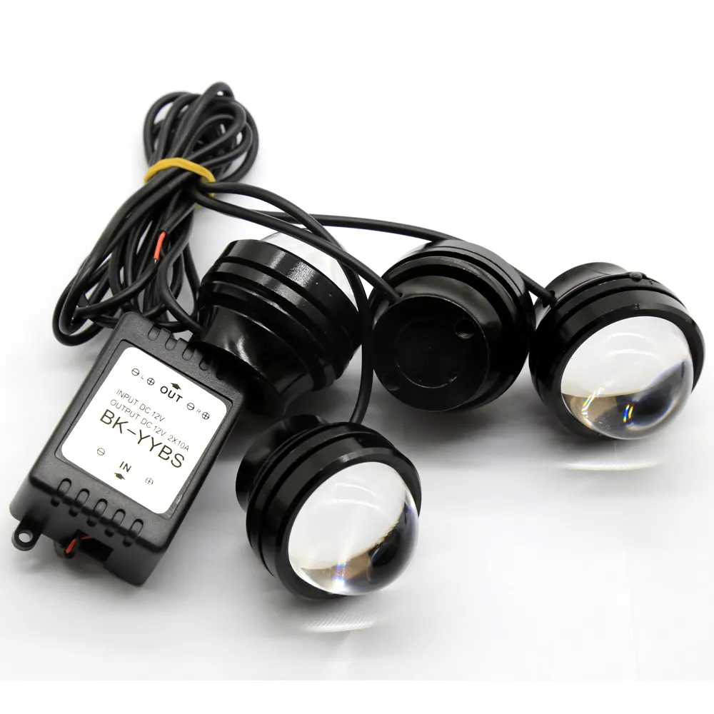 EURS 4pcs daytime running 12w 12v eagle eye lights led drl car flash warning light 45mm white red blue yellow