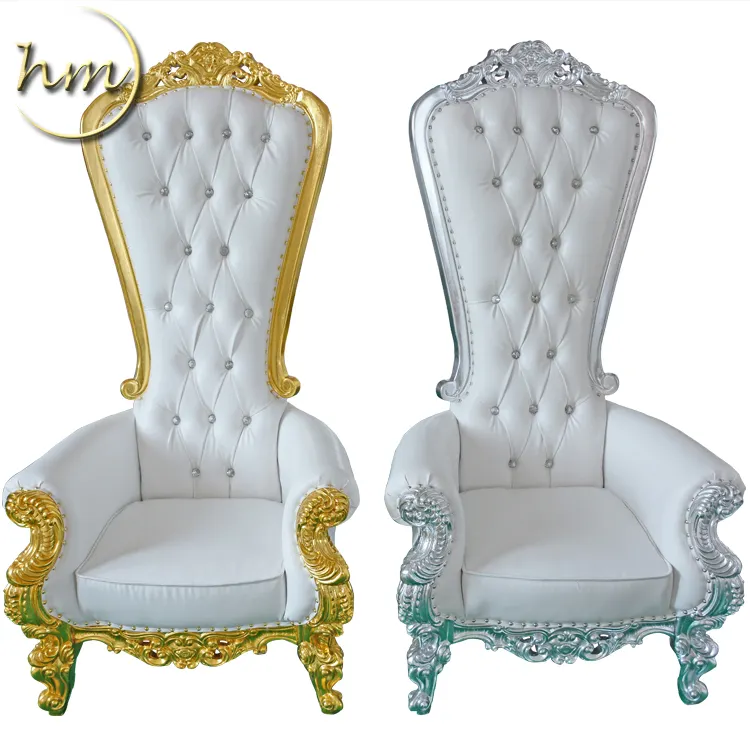 Chaise de mariage à dossier haut, 2 pièces, blanc Royal français, pour événements de planification