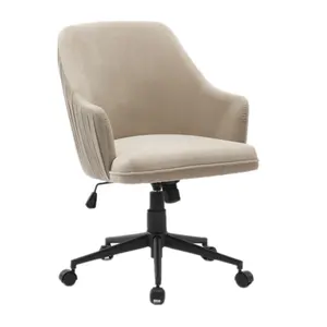 Chaise <span class=keywords><strong>de</strong></span> <span class=keywords><strong>bureau</strong></span> exécutive moderne en tissu velours, dossier mi-hauteur, hauteur réglable, roulettes en nylon, pivotante, design simple certifié - Carlford - Product Image 1
