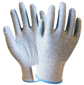 Los más baratos ANSI A4, venta al por mayor, 13G, gris, PU, gris, HPPE, mezcla de fibra de vidrio, guantes de trabajo resistentes a Cortes - Product Image 4
