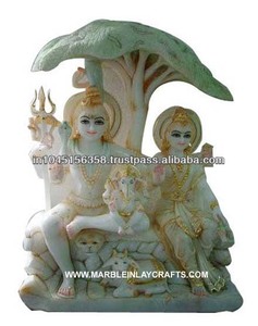 รูปปั้นครอบครัวพระศิวะหินอ่อนสำหรับวัด รูปปั้นพระศิวะพาริวาร์ - Product Image 1