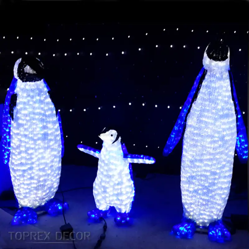 Toprex única de decoración al aire libre de Navidad de la familia Pingüino acrílico iluminación