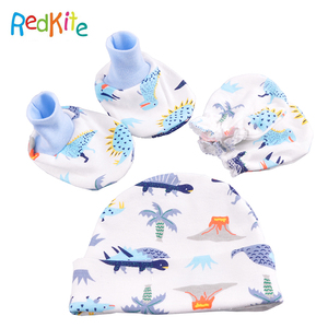 Lindo superventas punto recién nacido conjunto del regalo del bebé recién nacido bebé mitones botines Cap Set - Product Image 3