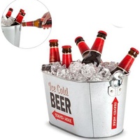 Cubetas de Hielo Aisladas Grandes de Acero Galvanizado Super Bock para Cerveza, para Bear Creek Hotel, Tango Square One