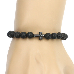 Braccialetti con Perline in Pietra Lavica ed <span class=keywords><strong>Ematite</strong></span> con Croce Reiki e Pietre Energetiche - Product Image 5