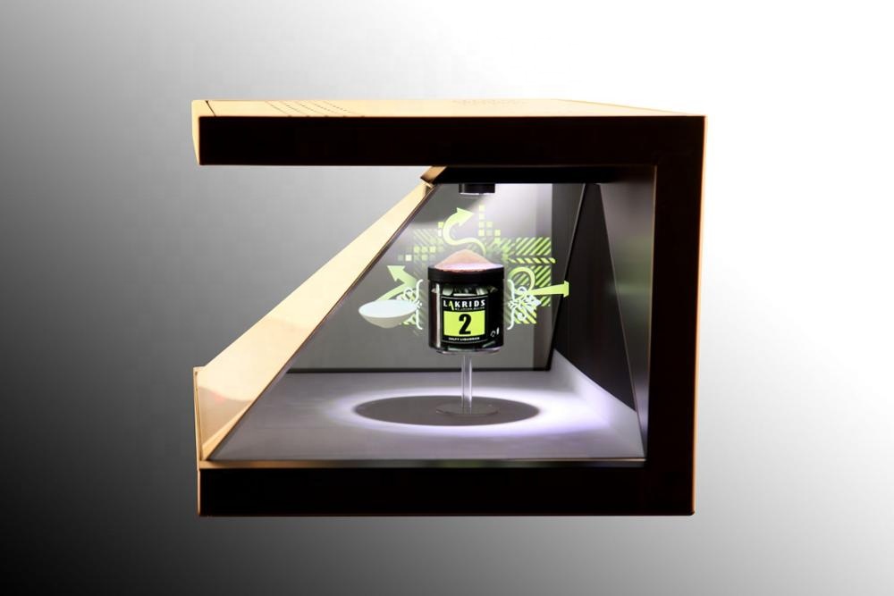 Advertising 22 Inch Holographic Pyramid Showcase 270 Degree