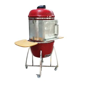 Ao ar livre Grande Churrasco Fumante Kamado Grelhador a Carvão Grill 24 Polegadas de Aço Design Dobrável Carrinho de Churrasco Kamado Cerâmica