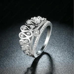 Luxury Sterling silver crown ring jewelry 925 turkish cz women rings