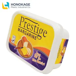 Custom Logo Rectangle 250g IML Margarine Butter Spread Packaging Plastic Cream Cheese Container With Lid