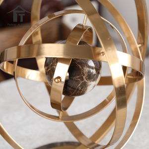 Scultura in Metallo a Forma di Globo Terrestre, Artigianato Artistico Europeo Dorato per Decorazione d'Interni - Product Image 3