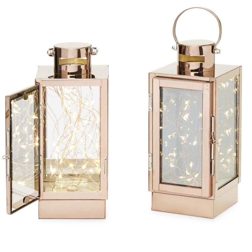 HOT SELL Decorative Metal Lanterns Stainless Steel Candle Lantern With Tempered Glass