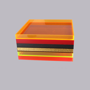 Neon màu vuông <span class=keywords><strong>Acrylic</strong></span> thực phẩm Bộ đồ ăn phục vụ Khay Bàn cà phê hiển thị khay cho dĩa - Product Image 2