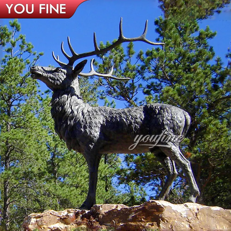 Jardín al aire libre Animales Reno Estatua Elk Bronce Ciervo Escultura