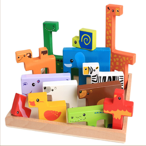 Gioco Educativo <span class=keywords><strong>in</strong></span> <span class=keywords><strong>Legno</strong></span> per Bambini, 13 Pezzi Animali <span class=keywords><strong>Blocchi</strong></span> Impilabili Bilanciati - Product Image 2