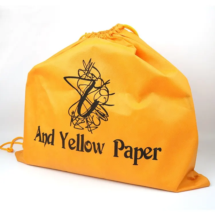 Bolsa de cordão de laranja promocional, nome personalizado, logotipo reciclado, não tecido, bolsas de couro, bolsas para mão
