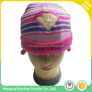 Proveedores al por mayor sombrero <span class=keywords><strong>de</strong></span> encargo <span class=keywords><strong>de</strong></span> moda rosa niñas <span class=keywords><strong>de</strong></span> invierno cálido tejer sombrero niños - Product Image 3