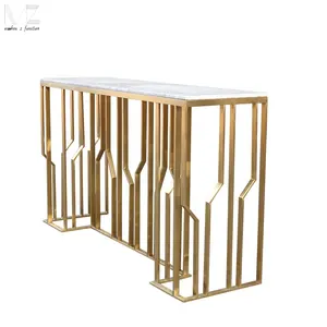 Hot Sale Modern Design Home Entrance Marble Top Gold Console Table for Living Room