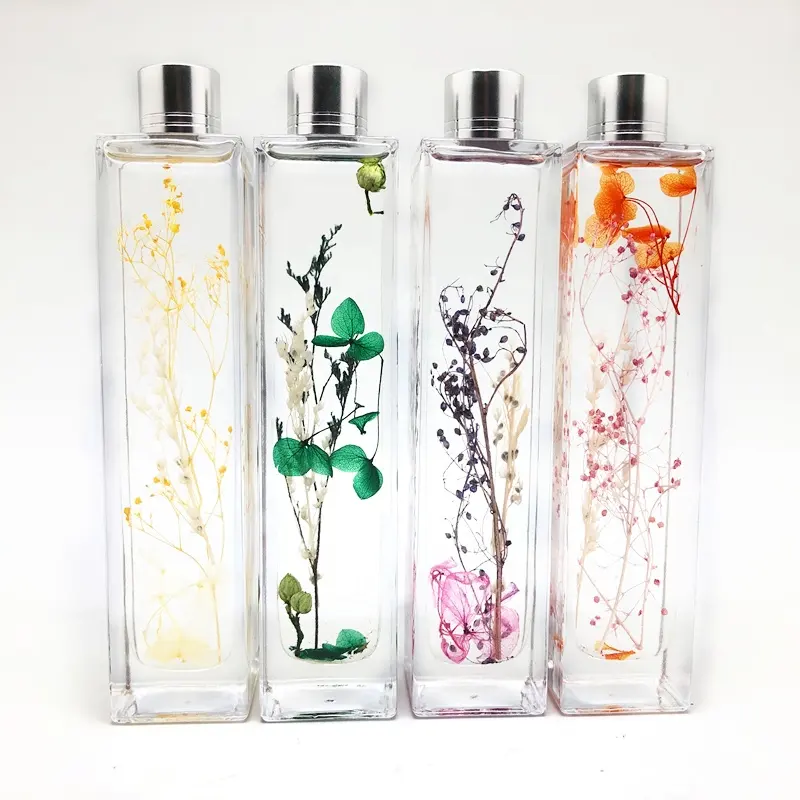 Fiore secco reale della bottiglia di vetro dell'olio dell'erbario del fiore conservato eterno dell'oem per il regalo della decorazione domestica