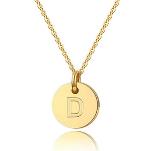 Pendentif en acier inoxydable plaqué or bon marché Collier Initial Disque rond Initiale Lettre délicate Collier Cadeaux pour femmes - Product Image 4
