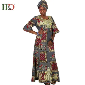 H & D damas tradicionales impresiones de cera de tela vestido Formal para mujer gorda