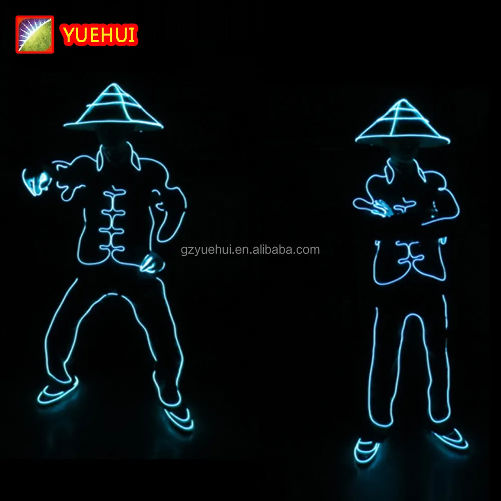 Lumière Rougeoyante Chinois Ancien Soldat Vêtements EL LED Barre Lumineuse Disco Danse Costume Festival Bricolage pour Décoration de Modèle