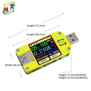 RD um34 <span class=keywords><strong>USB</strong></span> 3.0 Loại-C màu LED hiển thị DC Vôn kế Ampe kế điện áp hiện tại muitimeter cáp điện ngân hàng điện kháng <span class=keywords><strong>USB</strong></span> mét - Product Image 3