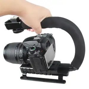 Bentuk U Flash Braket Kamera Video Handle Steadicam Portable Stand Braket Tetap Stabilizer Grip untuk Kamera DSLR