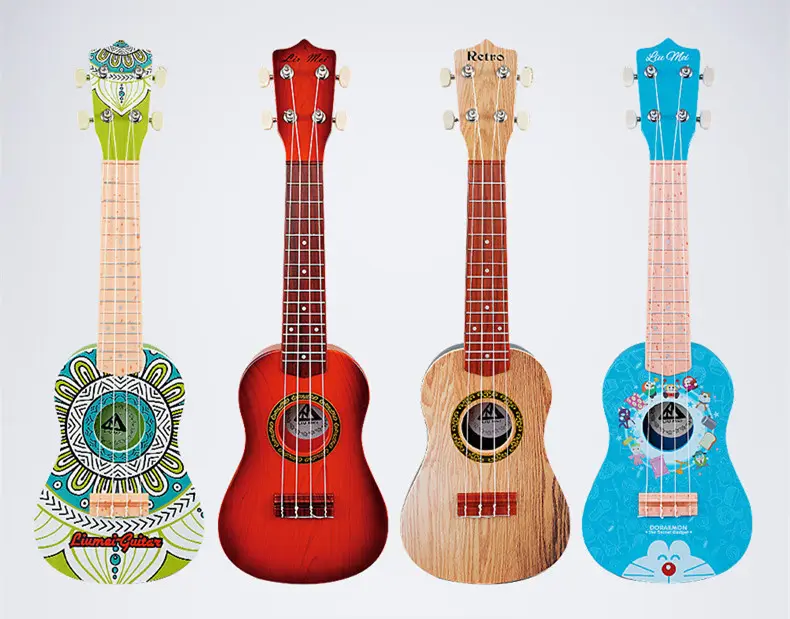 מכירה לוהטת פלסטיק ילדים צעצועי ukulele למכירה כלי נגינה ukulele מוסיקה סטים לילדים