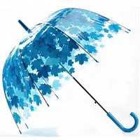 무료 샘플 중국 공장 공급 업체 녹색 돔 모양 PVC 우산 사용자 정의 투명 직선 우산