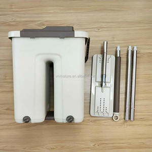 Cubo de fregona plana de lavado automático, cabezal de microfibra de acero inoxidable - Product Image 5