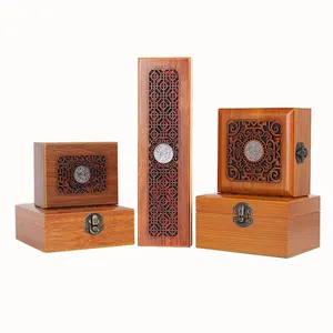 Conjunto de arte rústica personalizada de luxo, caixa de presente de madeira pequena com cadeado