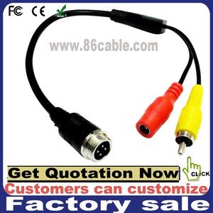 4 pines macho aviación cable a RCA DC audio video Cable adaptador para el meta estacionamiento marcha atrás sistema de cámara - Product Image 1