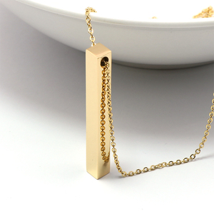<span class=keywords><strong>Collana</strong></span> minimalista 18K oro in acciaio inox verticale Bar <span class=keywords><strong>con</strong></span> Logo personalizzato e catena a maglie <span class=keywords><strong>nome</strong></span> personalizzato gioielli - Product Image 3