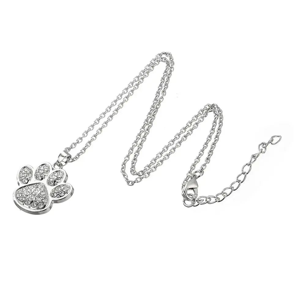 En gros en Alliage De Zinc Animal Mignon Pour Animaux De Compagnie Chien Patte Empreinte Pendentif Collier Femmes Bijoux