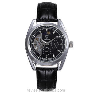 Novo homem mens <span class=keywords><strong>militray</strong></span> marrom preto pulseira de couro data dia esporte automático relógio de pulso - Product Image 3