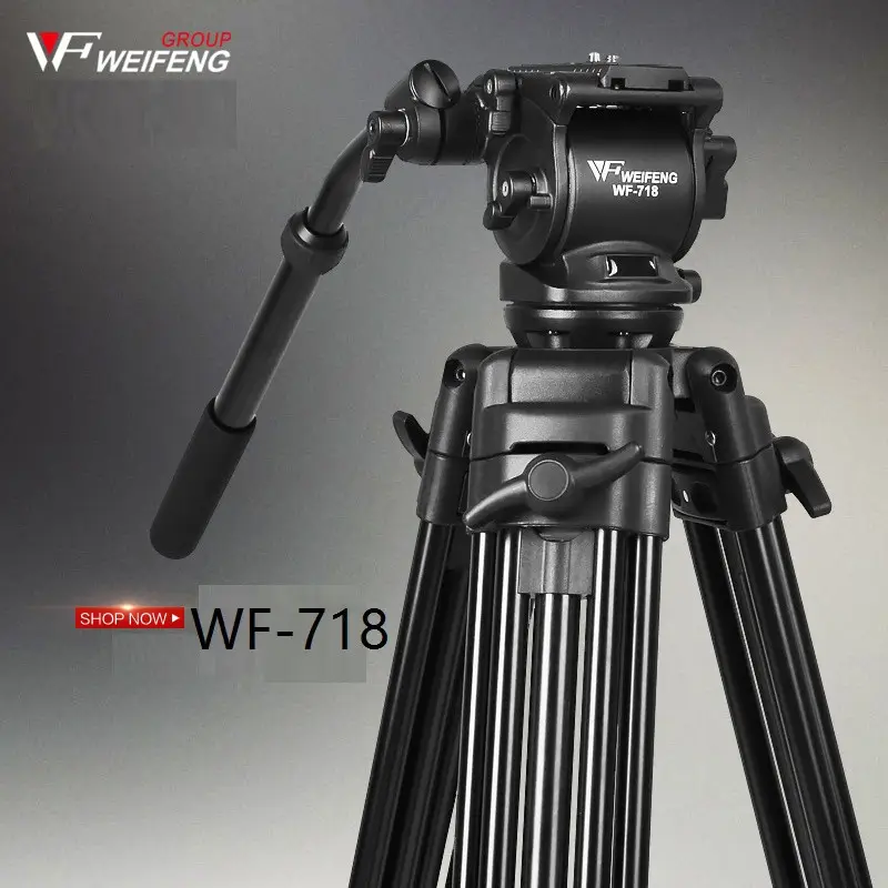 WeiFeng WF718 전문 비디오 삼각대 DSLR 카메라 무거운 의무 삼각대 유체 팬 헤드 1.8 메터 높은 부하 8 키로그램 도매