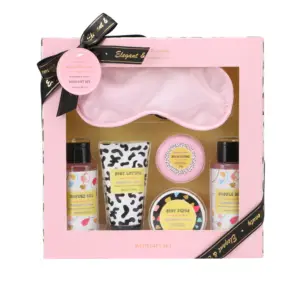 Organische Spa Gift Mand Hemelse Kokosnoot Geur Luxe Natuurlijke Bad Douche Body Set Met Rozenwater Extract