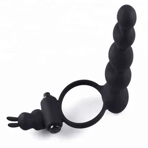 Male Prostate Massager Vibrating Cock Ring Erotic Penis Ring Anal Beads Butt Plug Intimate Products