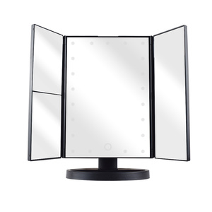 Portable Touch Screen Adjustable 21 LED Lights Desktop Makeup <strong>Mirror</strong> 3-Folding Square <strong>Tabletop</strong> Makeup <strong>Mirror</strong> New Design - Product Image 2