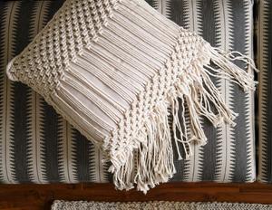 ปลอกหมอน macrame 100% ออร์แกนิกเป็นมิตรต่อสิ่งแวดล้อมลายถักสี่เหลี่ยมแนววินเทจสำหรับใช้ในบ้านหรือโรงแรม - Product Image 6