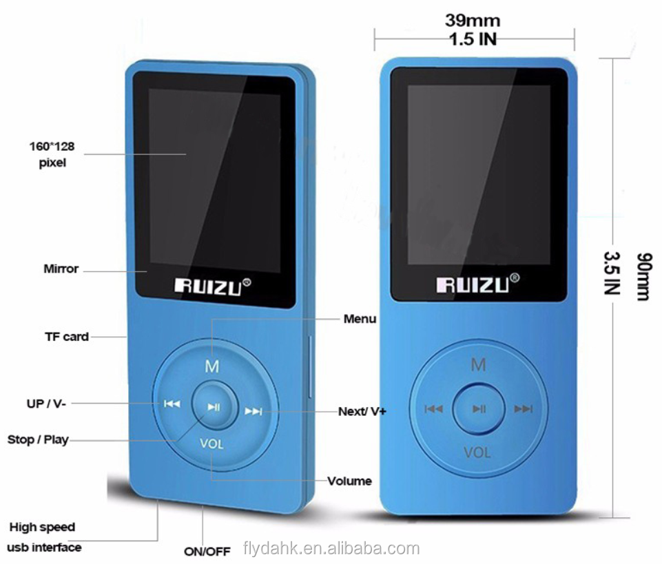 (未使用･未開封品)CD/MP3 PLYR W/AM/FM BLU RUIZU X02 16GB Portable MP3 Music Player & FM Radio
