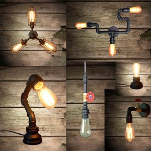 Lámpara de Pie Decorativa Steampunk para el Hogar, Iluminación <span class=keywords><strong>Industrial</strong></span> Vintage, Lámparas de <span class=keywords><strong>Mesa</strong></span> Negras, Lámpara de Escritorio Eléctrica de Hierro Forjado - Product Image 3