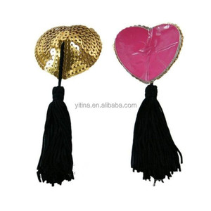 Sexy Heart-shaped <strong>Nipple</strong> Cover NC003Z Self Adhesive Lingerie Sequin <strong>Tassel</strong> <strong>Nipple</strong> Cover Breast Pasties with Middle <strong>Tassel</strong> - Product Image 5