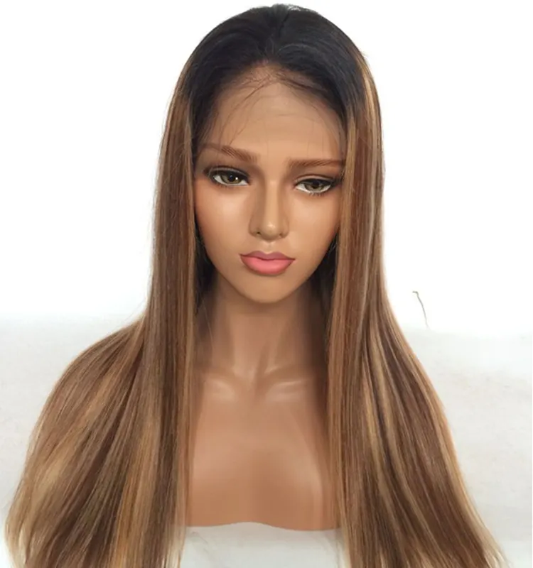 Ombre Wig 1b Root Full Lace Wig For Black Women Unprocessed Wholesale Virgin Brazilian Hair 8inch- 30 inch full lace wig