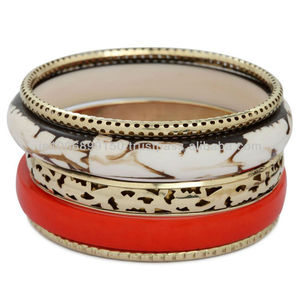 Red and Gold Mixed Style <b>Bangle</b> <b>Set</b> bohemian stack <b>bangle</b> - Product Image 1