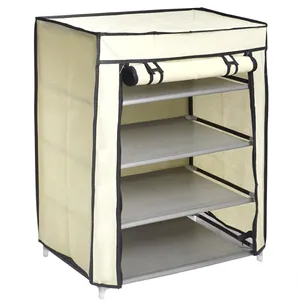 Newest angekommen 4 Layer Shelf staubdicht faltbare Storage Closet Small Corner Organizer Cabinet Assemble Shoe Rack mit Cover
