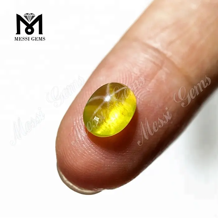 Batu Safir Bintang Kuning Sintetis Oval Cabochon Grosir