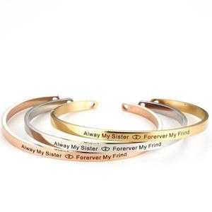 Elegante recuerdos chapado en oro pulsera brazalete grabado <span class=keywords><strong>siempre</strong></span> mi hermana <span class=keywords><strong>para</strong></span> <span class=keywords><strong>siempre</strong></span> mi amigo inspiración brazalete de la joyería - Product Image 1
