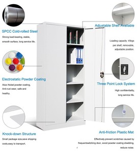Armoire de rangement en métal, meuble de bureau 2 portes, hauteur complète, 4 étagères réglables, classeur en acier, armoire de rangement - Product Image 3