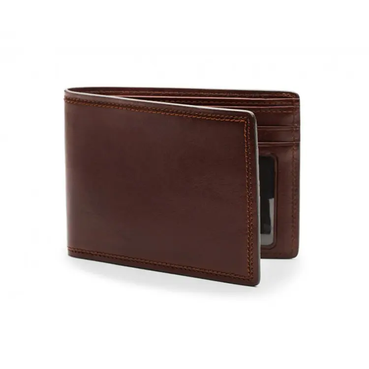 Custom brand leather men's leather wallet rfid id window wallet custom mens wallet